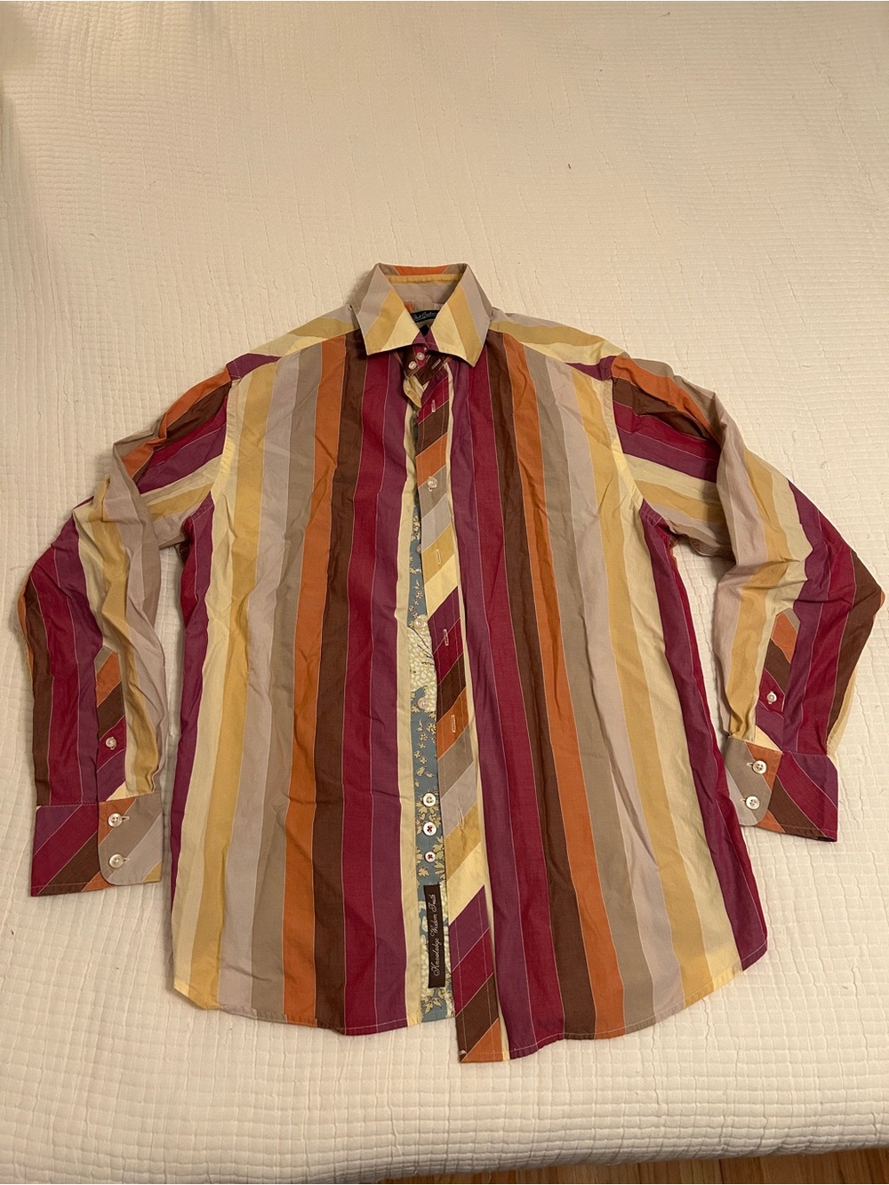 Robert Graham Shirt Mens M Striped Colorful Long Sleeve Button Up Shirt